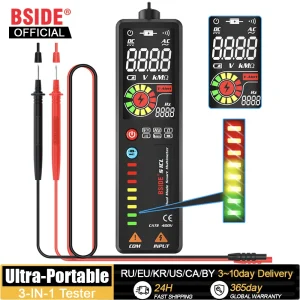 BSIDE Tester di tensione Multimetro digitale LCD a colori Rilevatore di cavi sotto tensione senza contatto Indicatore Penna elettrica Voltmetro Ohm Hz Meter