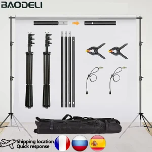 Supporto per fondale Studio fotografico Video Supporto per sfondo Kit di sistema di supporto per fondale Kit di luci per cornice per mensola per studio fotografico