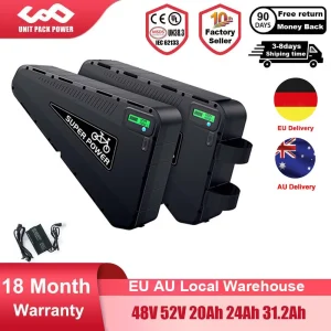 Batteria EBike impermeabile 21700 Triangolo 52V 48V 20Ah 24Ah 28Ah per bicicletta elettrica 2000W 1500W 1000W 750W 500W 350W 250W