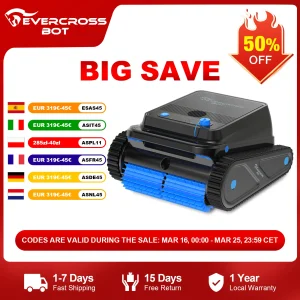 EVERCROSS BOT U8 Robot Piscina Pareti e Fondo, 4 modalità, 120 Min di Autonomia, Fino a 200㎡, Navigazione Intelligente, Parcheggio Automatico