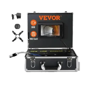 SucceBuy Telecamera per fognature Telecamera per ispezione condutture con schermo da 7″ con funzione DVR Telecamera impermeabile con 12 LED regolabili Scheda SD da 16 GB