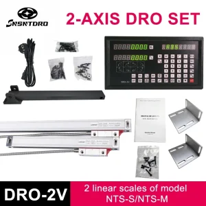 DRO-2V Display di lettura digitale AC90-260V e 2 pezzi 0-1000mm Encoder scala di vetro lineare Righello per fresatrici tornio