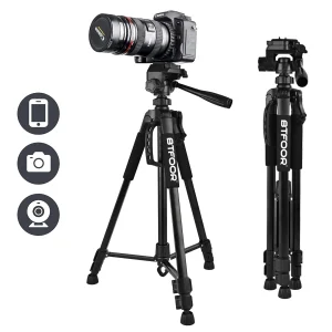 Treppiede per fotocamera digitale da viaggio da 55 “140 cm Supporto per telefono alto in alluminio professionale con piastre veloci per montaggio su testa panoramica per DSLR SLR
