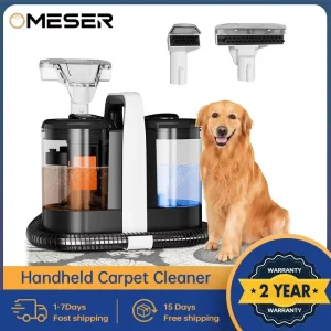 OMESER W07 Pulitore per tappeti portatile 600W 15KPa Macchina per la pulizia dei punti con filo Tappeto in tessuto bagnato Pulizia del divano Auto portatile per animali domestici
