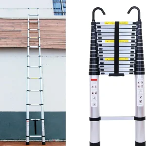 DayPlus Scala telescopica multiuso da 6,2 m con gancio rimovibile Scala pieghevole in alluminio antiscivolo allungabile robusta 150 kg/330 libbre