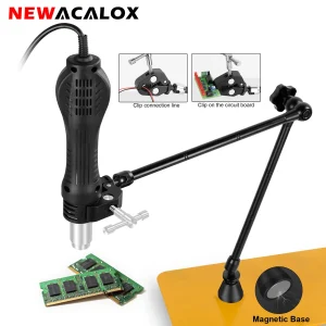 NEWACALOX Saldatura magnetica Helping Hands Porta pistola ad aria calda Saldatura Strumento di terza mano per saldatura PCB Dissaldatura Riparazione