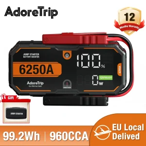 AdoreTrip Car 6250A Avviatore di Emergenza Portatile 12V, Power Bank, Dispositivo di Avviamento per Batterie Auto, per Pickup, SUV, Fuoristrada 4×4