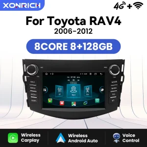 AI Voice Wireless Carplay Car Radio Player per RAV4 2006 2007 2008 2009 2010 2011 2012 Android 14 Autoradio 8 + 128GB Audio Stereo