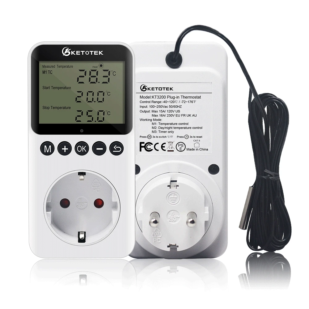 KT3200 termostato Plug-in digitale regolatore di temperatura presa presa controllo notturno per riscaldamento raffreddamento con Timer