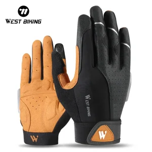 WEST BIKING Autunno Inverno Guanti da ciclismo a dita intere da uomo Touch Screen Guanti sportivi antiscivolo Sottile traspirante/Tesso termico