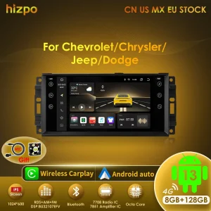 Hizpo Autoradio Android da 7 pollici per Jeep Cherokee 2009 2008 2010 Wrangler Dodge Challenger Chrysler GPS Stereo NO DVD 4G Carplay