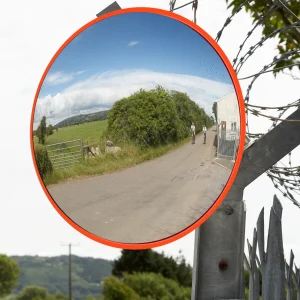 Specchio stradale convesso da 45 cm, specchio per parcheggio stradale grandangolare per supermercato Specchio stradale curvo di sicurezza con staffa per punto cieco