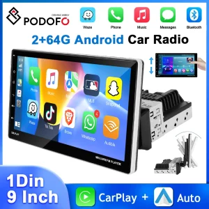 Podofo 2 + 64G 9 ”Autoradio 1Din Android Autoradio Carplay Android Auto Multimedia Player navigazione GPS WIFI FM/RDS Autoradio