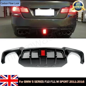 MagicKit per BMW Serie 5 F10 M Paraurti sportivo 10-16 Diffusore posteriore effetto carbonio con luce LED