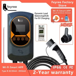 Caricatore EV Feyree con Cavo Tipo 2, 32A 7.6KW, Bilanciamento Dinamico del Carico, Funzione APP EVSE Wallbox, Stazione di Ricarica 11KW 22KW per Auto Elettriche