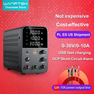Wanptek Alimentatore CC regolabile 30V 10A 5A Banco da laboratorio Fonte di alimentazione Alimentatore stabilizzato Interruttore regolatore di tensione 120V 60V5A
