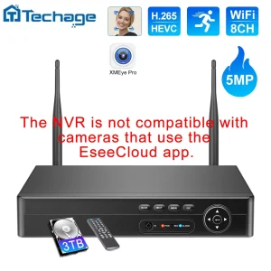 Techage H.265 NVR 8CH 5MP 4MP Registratore wireless Wifi CCTV Telecamera IP Sistema di protezione di sicurezza P2P XMeye Video di rete ONVIF