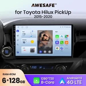 AWESAFE PX9 Plus Autoradio Per Toyota Hilux PickUp AN120 2015 – 2020 Wireless CarPlay Android Auto No 2 din 2din DVD