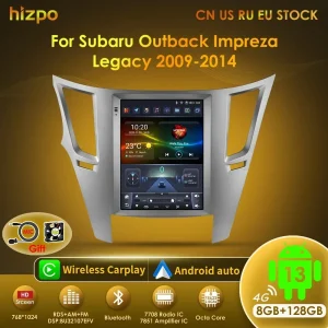Hizpo Android 13 Autoradio per Subaru Outback lmpreza Legacy 2009-2014 schermo Vetical stile Tesla Navi Stereo Multimedia Carplay
