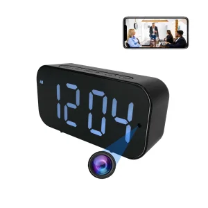 Telecamera orologio Wi-Fi con HD 1080P, rilevamento del movimento e visualizzazione remota, telecamera di sicurezza interna con registrazione per casa/ufficio