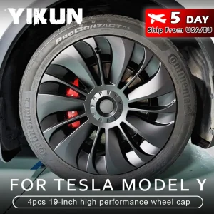 4PCS Coprimozzo Prestazioni Copriruota di ricambio 19 pollici Coprimozzo per automobile Accessori per copertura completa per cerchione per Tesla Model Y 2018-2024