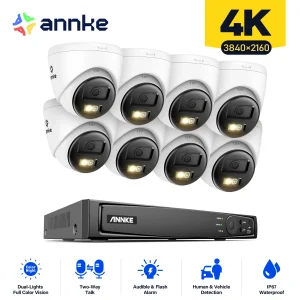 ANNKE 12MP 8 canali PoE NVR Sistema di sicurezza 8PCS Smart POE Camera Rilevamento di persone e veicoli Microfono incorporato Audio bidirezionale