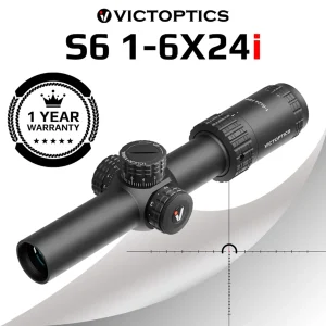 Mirino per fucile VictOptics S6 1-6x24i LPVO SFP con reticolo in fibra e caratteristiche di blocco della torretta con punto ultra luminoso per serie AR.