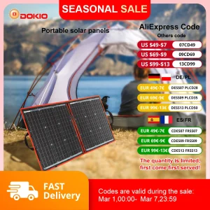 Pannello solare pieghevole flessibile da 18 V Dokio da 100 W con kit controller 12 V Pannello solare portatile per campeggio/viaggi/camper