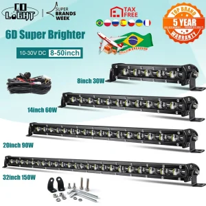 CO LIGHT Barra luminosa a LED super luminosa 6D Barra LED combinata fuoristrada da 8-50 pollici per camion Lada 4×4 SUV ATV Niva 12V 24V Luce di guida automatica