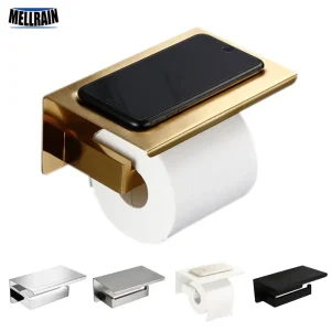 Spazzolato Oro SUS304 Supporto di Carta Igienica Con Mensola Attrezzatue e Accessori per il Bagno Accessori Supporto Del Tessuto Nero/Cromo/Colore Bianco