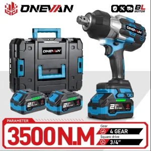 ONEVAN 3500N.M Chiave a percussione elettrica di coppia senza spazzole 3/4 pollici 8 marce Chiave a batteria Utensili elettrici per Makita 18V Batteria Pin