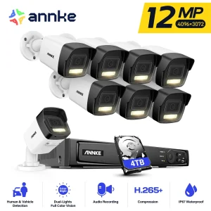 Annke 8CH NVR 12MP HD telecamera di sicurezza IP Poe 6K Dual Light Audio fisso videosorveglianza rilevamento del veicolo umano sistema CCTV