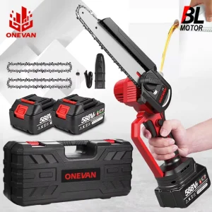 ONEVAN 8 Pollici Brushless Motosega Elettrica 4500 W Cordless Sega Elettrica Ricaricabile Strumento di Lavorazione Del Legno Per Makita 18 V Batteria Spille