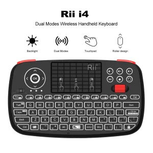 Rii i4 Mini tastiera wireless Bluetooth con touchpad telecomando mouse retroilluminato da 2,4 GHz per Windows Android TV Box Smart TV