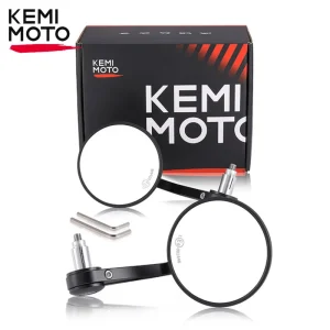 Emark Specchietto per manubrio moto Specchietti per barra di regolazione a sfera da 360 gradi Specchietto retrovisore per manubrio universale da 7/8″