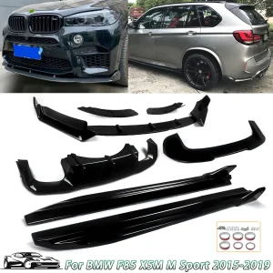 Kit paraurti per BMW X5M F85 2014 2015 2016 2017 2018 Nero lucido Aero Body Kit Labbro anteriore Diffusore posteriore Minigonne laterali