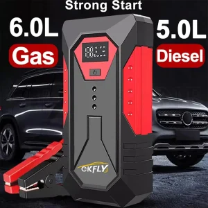 GKFLY Avviatore di emergenza per auto portatile 12V Benzina Diesel Cavi per dispositivi di avviamento Accumulatori e caricabatteria per auto portatile 2000A Buster