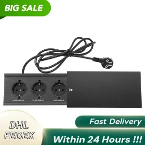 Presa da tavolo con copertura scorrevole, presa da tavolo integrata con 3 prese standard UE, salvaspazio, antipolvere e impermeabile, facile da usare