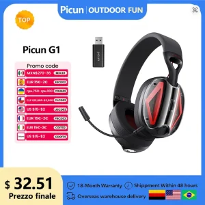 Picun G1 Cuffie wireless da gioco da 2,4 GHz Suono surround 3D Audio spaziale ENC Cuffie con microfono HD per giocatori Leggero PS5 PC Phone