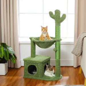 Cactus Cat Tree con Lagre Condo, amaca, palla penzolante, piccola torre per gatti, tiragraffi per gatti per interni, giocattoli per gatti