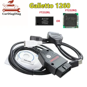 Galletto 1260 ECU Lampeggiatore Cavo OBD2 EOBD Galletto 1260 FTDI FT232RQ RL ECU Chip Tuning Strumento Lettura e Scrittura ECU Per Auto Per La Serie Vag