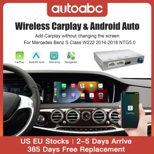 AUTOABC Wireless CarPlay Android Auto Per Mercedes Benz Classe S W222 2014-2018 NTG5.0 con Specchietto Link AirPlay CarPlay Funzioni