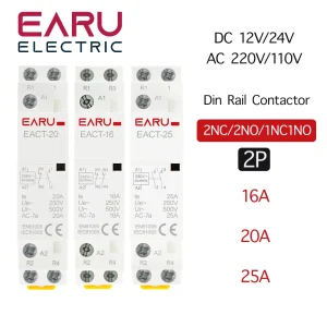 Contattore CA modulare per uso domestico montato su guida Din 2P AC 220V 230V 16A/20A/25A/ 1NO/1NC 2NO/2NC 50/60Hz per Smart Home House Hotel