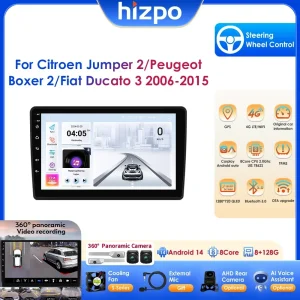 Hizpo Android Car Multimedia Player per Fiat Ducato 3 Citroen Jumper Peugeot Boxer 2 2006-2022 10.33 “GPS Carplay RDS Stereo DSP