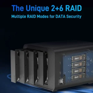 TERRAMASTER D8 Hybrid 8-Bay Hybrid RAlD Enclosure USB 3.2 Gen 2 10Gbps Type C Storage supporta RAID 0/1/Single/JBOD(Diskless)