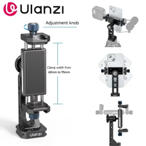 Ulanzi MA53 Supporto per telefono in metallo con rotazione a 360° Supporto per treppiede Scarpa fredda Morsetto a clip per montaggio Uka Arca con larghezza 60-95 mm per Vlog viventi