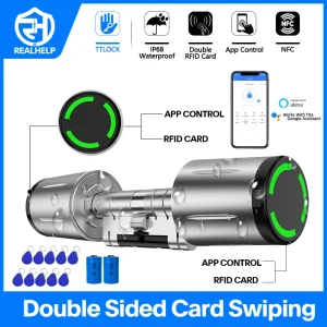 IP68 Impermeabile Doppio Swipe Card Smart Lock TTlock App Controllo Serratura elettronica a cilindro UE Supporto Alexa/Assistente Google