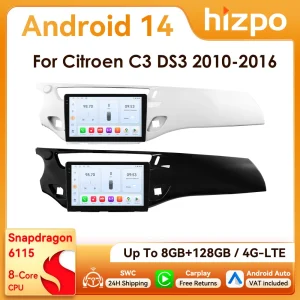 9 ” Hizpo 2Din CarPlay Android Auto Autoradio per Citroen C3 DS3 2010 – 2016 Snapdragon 6115 Multimedia GPS Navi RDS DSP SWC 4G