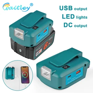 Adattatore per torcia per batteria Makita 14V 18V con lampada a LED Spina di uscita USB Kit di estensione Power bank Accessori esterni