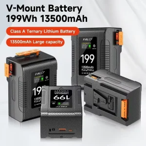 Batteria V-Mount V-Lock 199 BP 99 con Cavo PD65W per Videocamere Sony, Illuminazione Broadcast, Blackmagic URSA V Lock